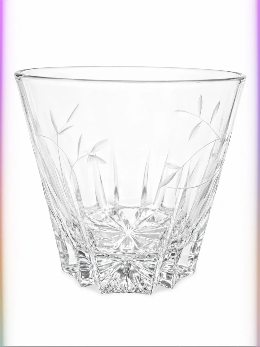 Princess House Crystal Heritage Ice Bucket Crystal Bowl Etched Floral Glass